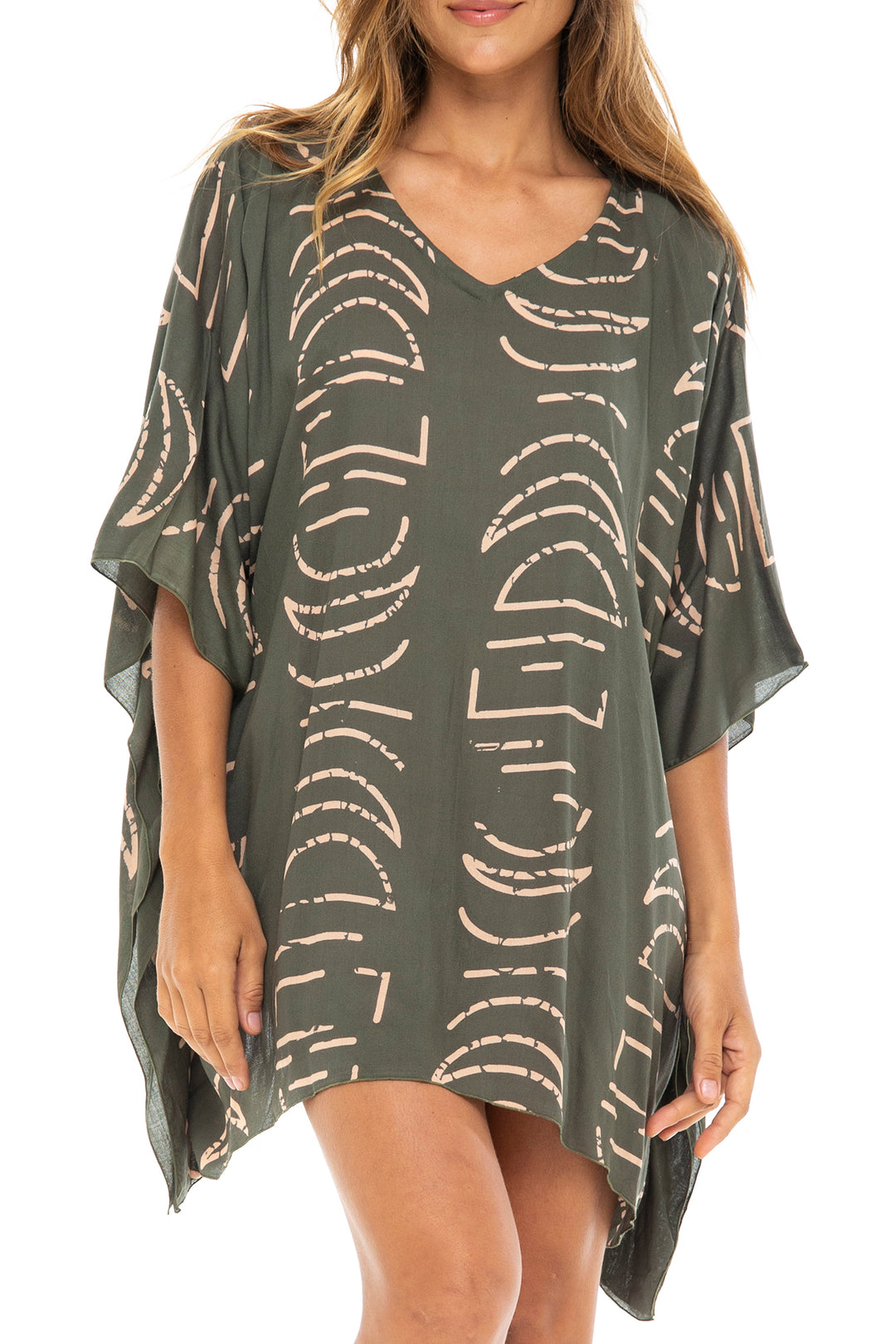 Short Loose Print Cover Up Caftan