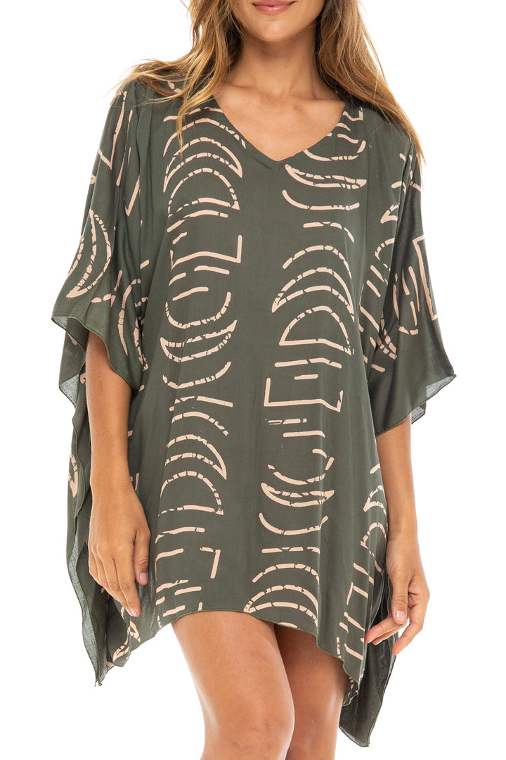 Short Loose Print Cover Up Caftan