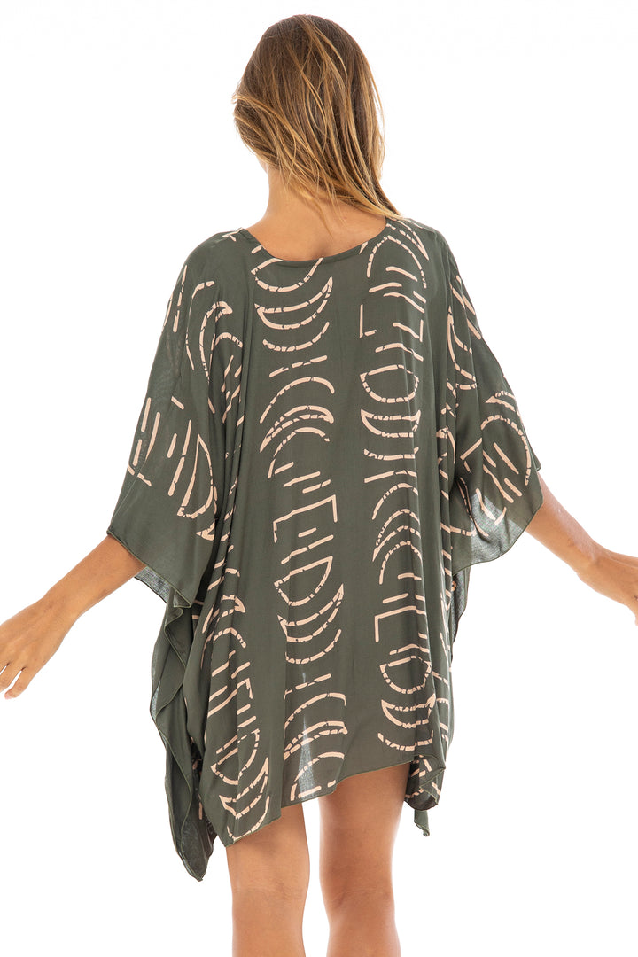 Short Loose Print Cover Up Caftan