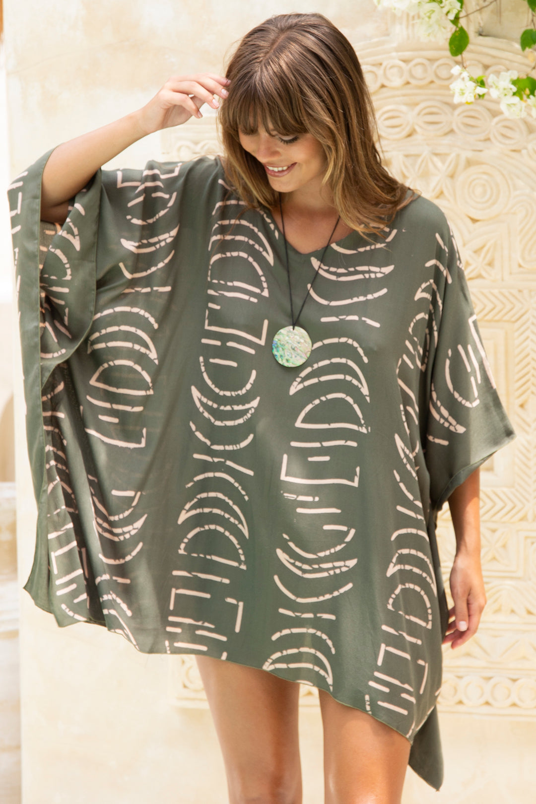 Short Loose Print Cover Up Caftan