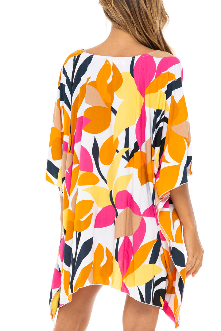 Short Print Poncho Cover Up