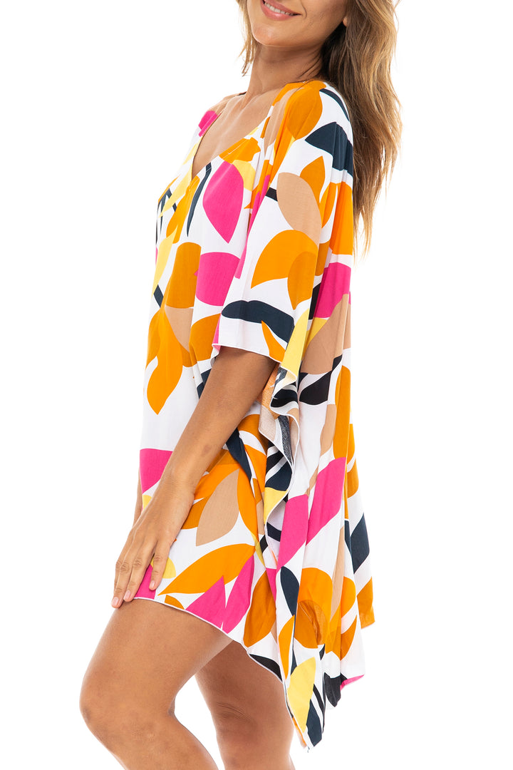 Short Print Poncho Cover Up