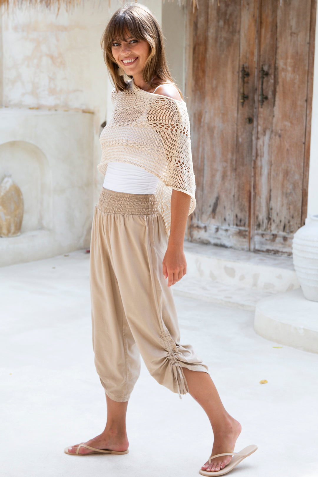 100% Cotton Knit Poncho Sweater