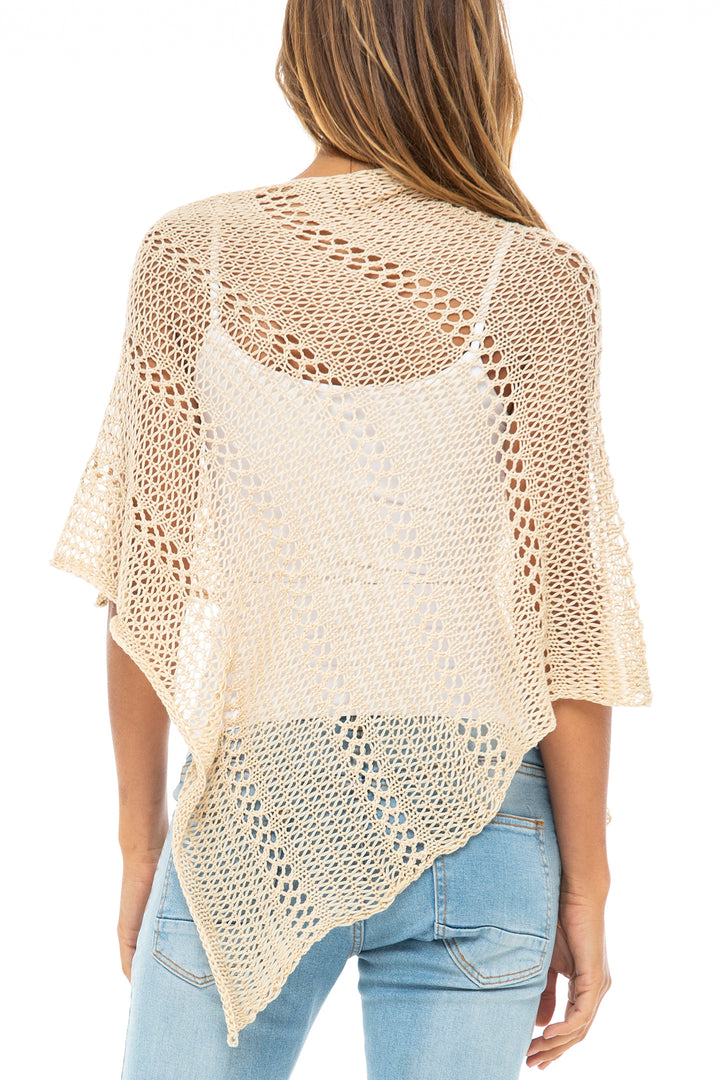 100% Cotton Knit Poncho Sweater