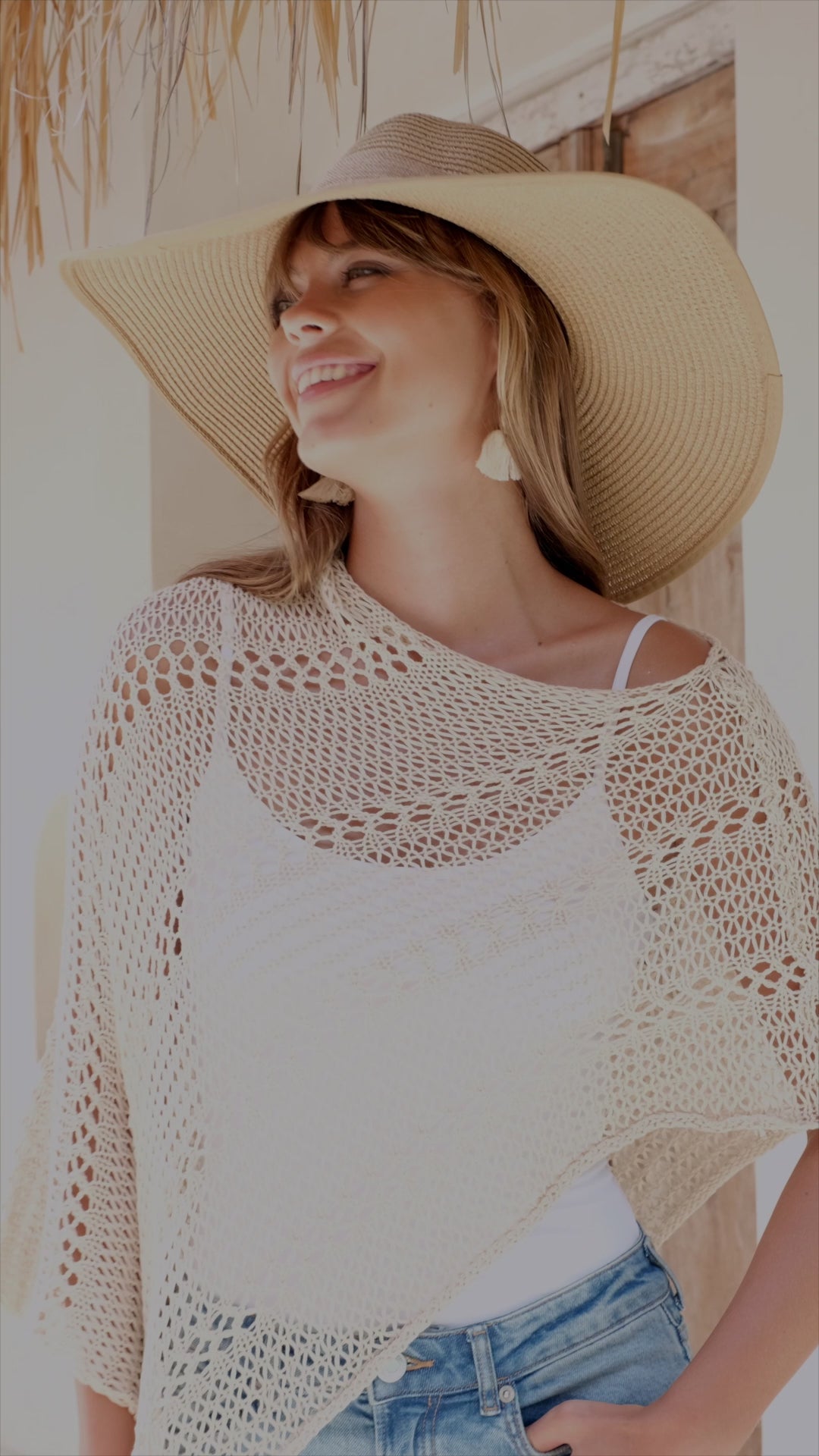 100% Cotton Knit Poncho Sweater