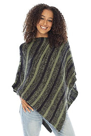 Womens Colorful Knit Poncho Sweater Cape Soft Striped Boho Tunic Shawl