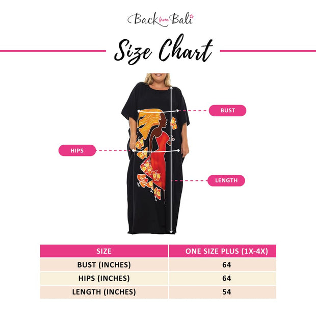 Back From Bali Womens Plus Size Long Maxi Caftan Flowy Boho Loose Tunic Poncho Dress Rayon