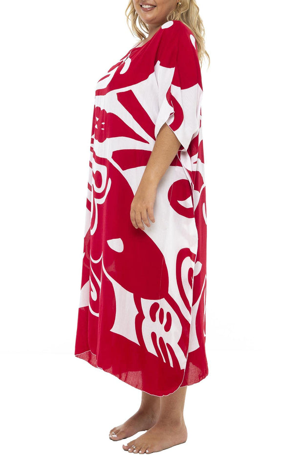 Back From Bali Womens Plus Size Swimsuit Cover Up Long Maxi Beach Caftan Flowy Boho Loose Tunic Dress Rayon