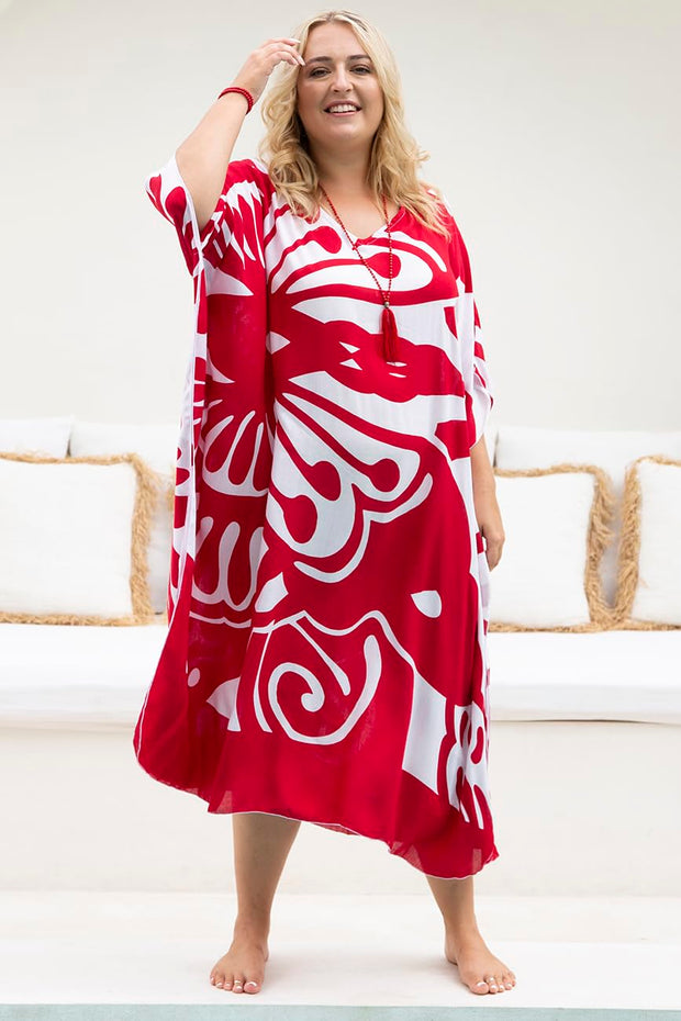 Back From Bali Womens Plus Size Swimsuit Cover Up Long Maxi Beach Caftan Flowy Boho Loose Tunic Dress Rayon