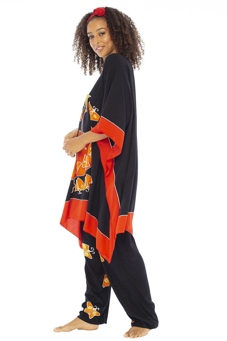 Back from Bali Womens Loungewear Set Loose Boho Poncho Tunic and Pants 2 Piece