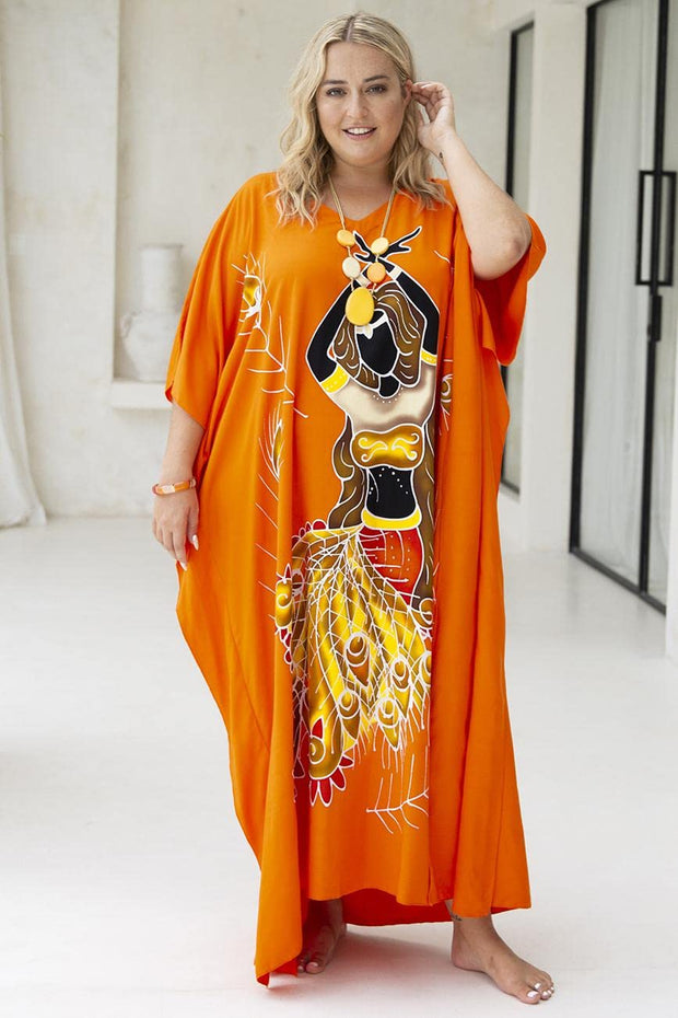Back From Bali Womens Plus Size Long Maxi Caftan Flowy Boho Loose Tunic Poncho Dress Rayon