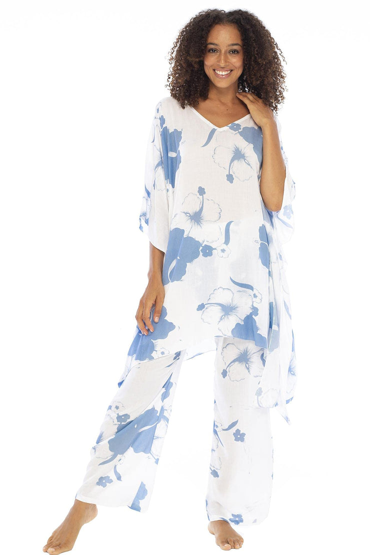 Back from Bali Womens Loungewear Set 2 Piece Soft Flowy Boho Pajama Lounge Set with Poncho Tunic and Pants Outfit
