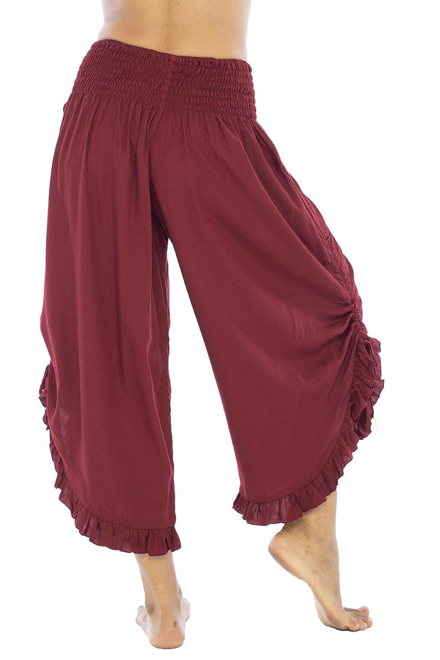 Back From Bali Womens Cropped Wide Leg Pants Trouser Comfort Solid Elastic Waist