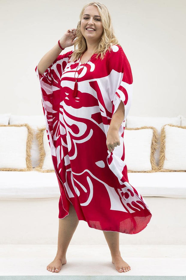 Back From Bali Womens Plus Size Swimsuit Cover Up Long Maxi Beach Caftan Flowy Boho Loose Tunic Dress Rayon