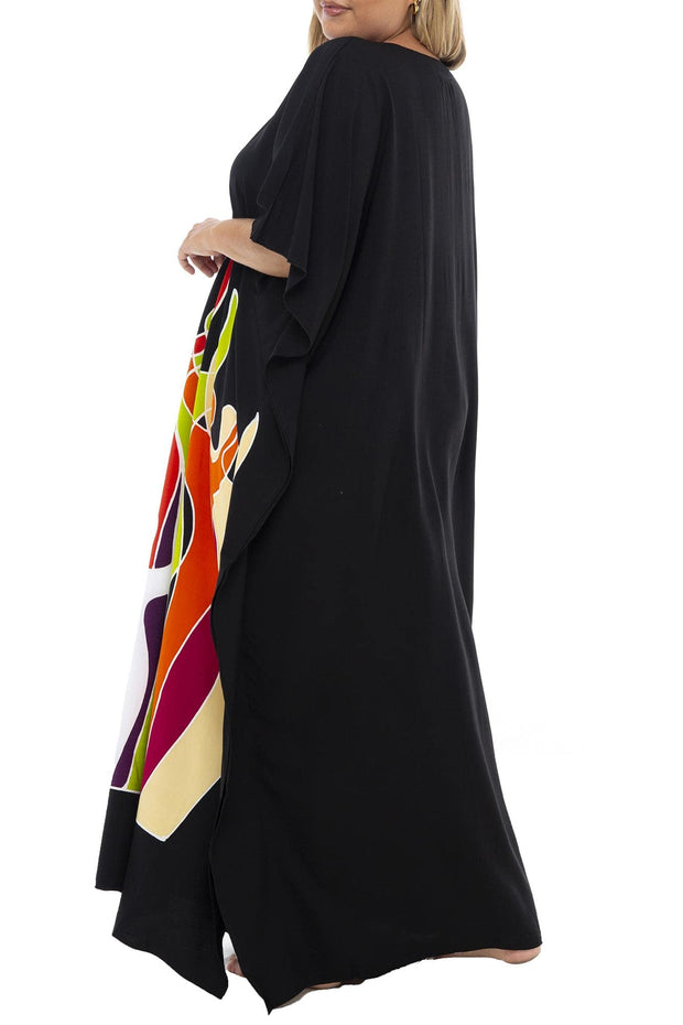 Back From Bali Womens Plus Size Long Maxi Caftan Flowy Boho Loose Tunic Poncho Dress Rayon