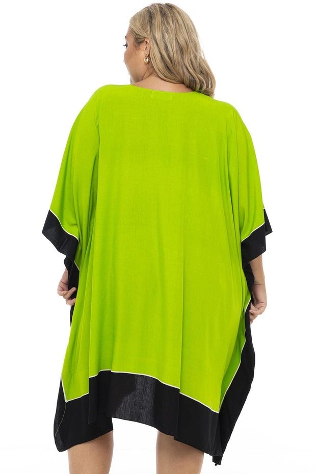 Back From Bali Womens Plus Size Caftan Short Beach Cover Up Knee Length Loose Poncho Dress Rayon