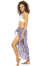 Womens Chiffon Sarong Wrap Skirt Swimsuit Cover Up Sheer Boho Print Beach Bikini Pareo