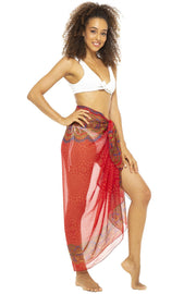 Womens Chiffon Sarong Wrap Skirt Swimsuit Cover Up Sheer Boho Print Beach Bikini Pareo