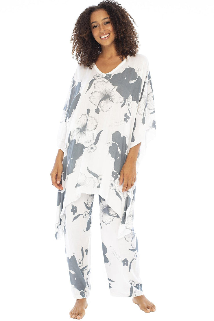 Back from Bali Womens Loungewear Set 2 Piece Soft Flowy Boho Pajama Lounge Set with Poncho Tunic and Pants Outfit
