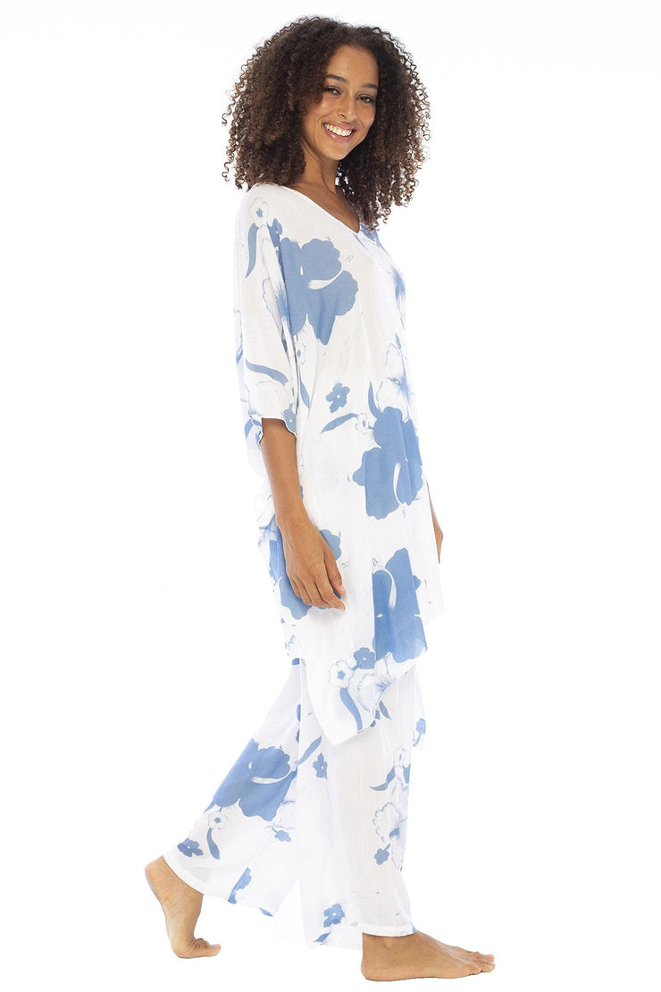 Back from Bali Womens Loungewear Set 2 Piece Soft Flowy Boho Pajama Lounge Set with Poncho Tunic and Pants Outfit