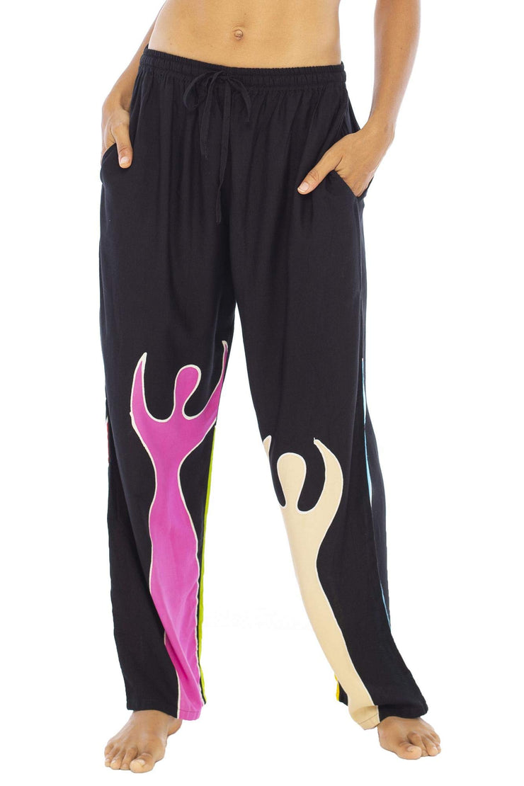 Womens Lounge Pants Boho Soft Flowy Wide Leg Harem Palazzo Beach Pants Comfy Elastic Waist