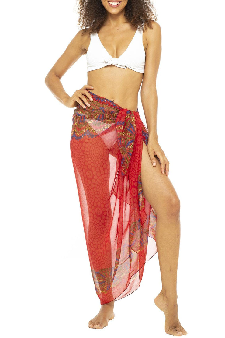 Womens Chiffon Sarong Wrap Skirt Swimsuit Cover Up Sheer Boho Print Beach Bikini Pareo
