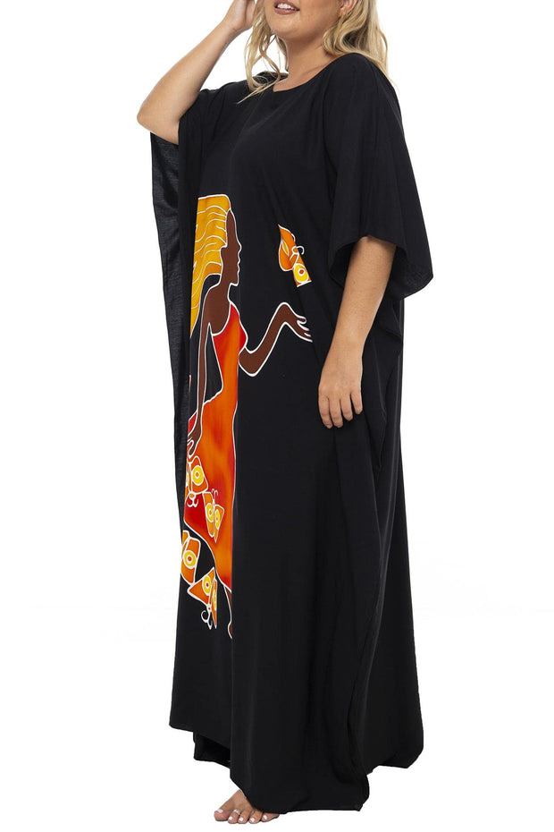Back From Bali Womens Plus Size Long Maxi Caftan Flowy Boho Loose Tunic Poncho Dress Rayon