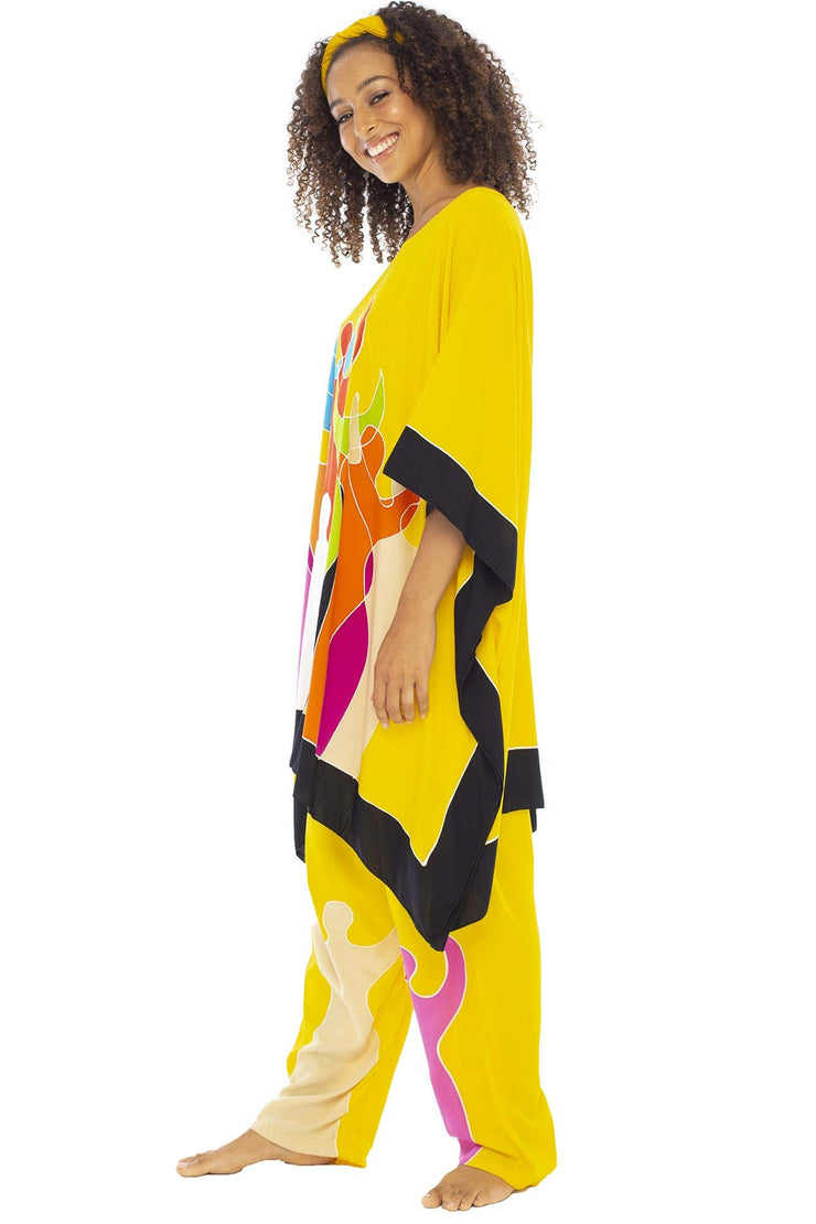 Back from Bali Womens Loungewear Set Loose Boho Poncho Tunic and Pants 2 Piece
