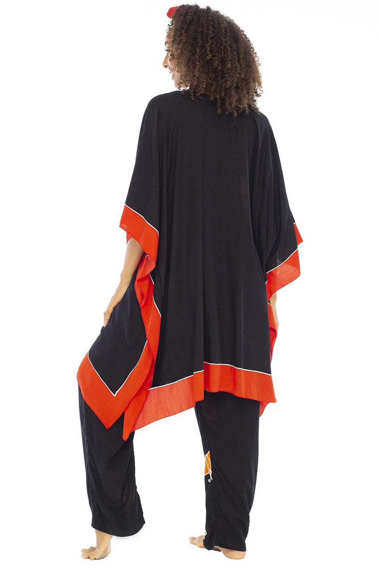 Back from Bali Womens Loungewear Set Loose Boho Poncho Tunic and Pants 2 Piece