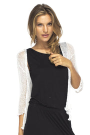 Metallic Shrug Lite Womens Sheer Cardigan Jacket White Silver