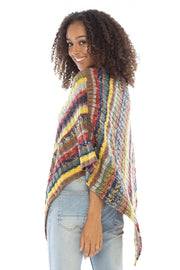 Womens Cable Knit Poncho Sweater Cape Boho Soft Casual