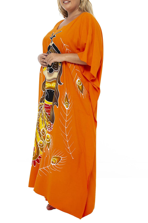 Back From Bali Womens Plus Size Long Maxi Caftan Flowy Boho Loose Tunic Poncho Dress Rayon