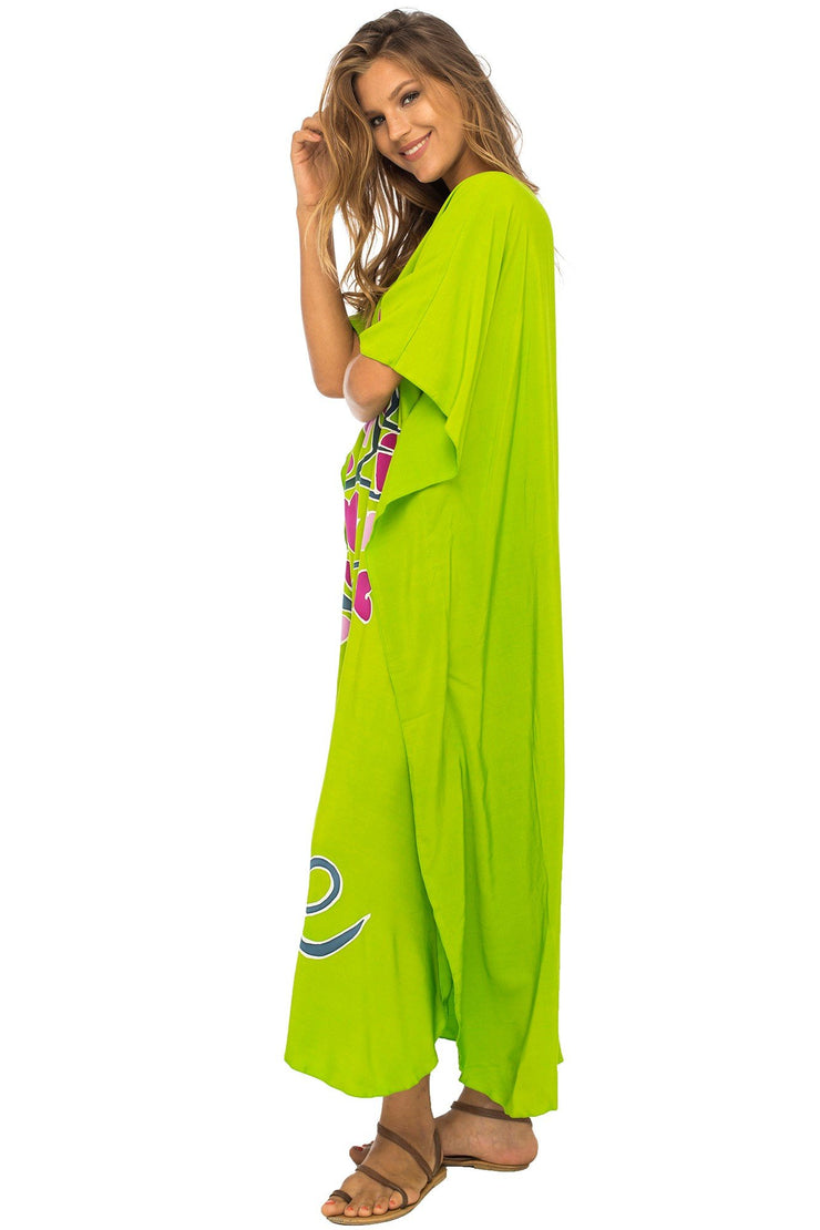 Womens Beach Cover Up Maxi, Kaftan Love Tree Beach Dress Swimsuit Cover Up