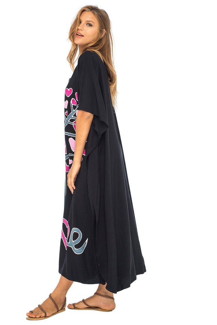 Womens Beach Cover Up Maxi, Kaftan Love Tree Beach Dress Swimsuit Cover Up
