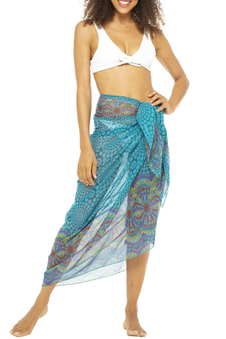 Womens Chiffon Sarong Wrap Skirt Swimsuit Cover Up Sheer Boho Print Beach Bikini Pareo