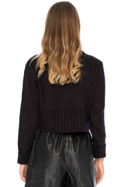 Womens Button Down Cropped Cardigan Sweater Long Sleeve V Neck Knit Shrug Bolero