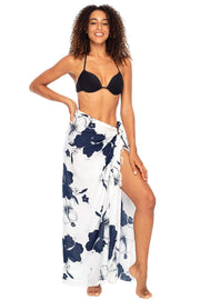 Back From Bali Womens Sarong Swimsuit Cover Up Floral Hibiscus Sequins Beach Wear Bikini Wrap Skirt with Coconut Clip