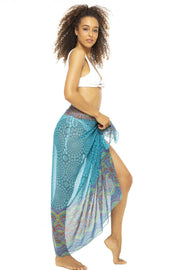 Womens Chiffon Sarong Wrap Skirt Swimsuit Cover Up Sheer Boho Print Beach Bikini Pareo