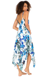 Womens Sleeveless Floral Summer Maxi Dress, Spaghetti Straps Long Casual Boho Sexy Beach Cover Up