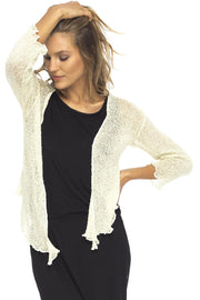 Metallic Shrug Lite Womens Sheer Cardigan Jacket Cream Gold