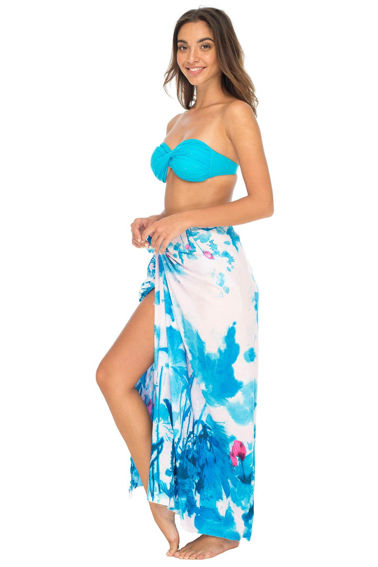 Womens Sarong Beach Bikini Swimsuit Cover Up Wrap Skirt with Coconut Clip