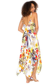 Womens Sleeveless Floral Summer Maxi Dress, Spaghetti Straps Long Casual Boho Sexy Beach Cover Up