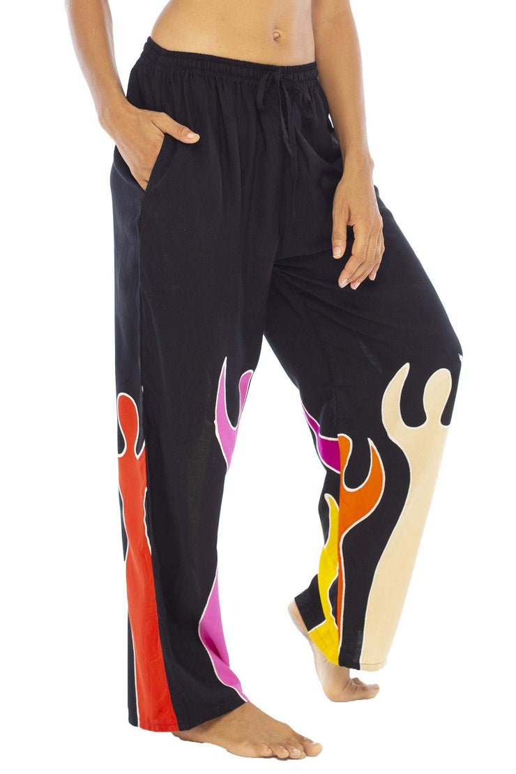 Womens Lounge Pants Boho Soft Flowy Wide Leg Harem Palazzo Beach Pants Comfy Elastic Waist