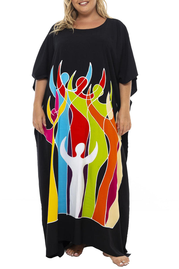 Back From Bali Womens Plus Size Long Maxi Caftan Flowy Boho Loose Tunic Poncho Dress Rayon