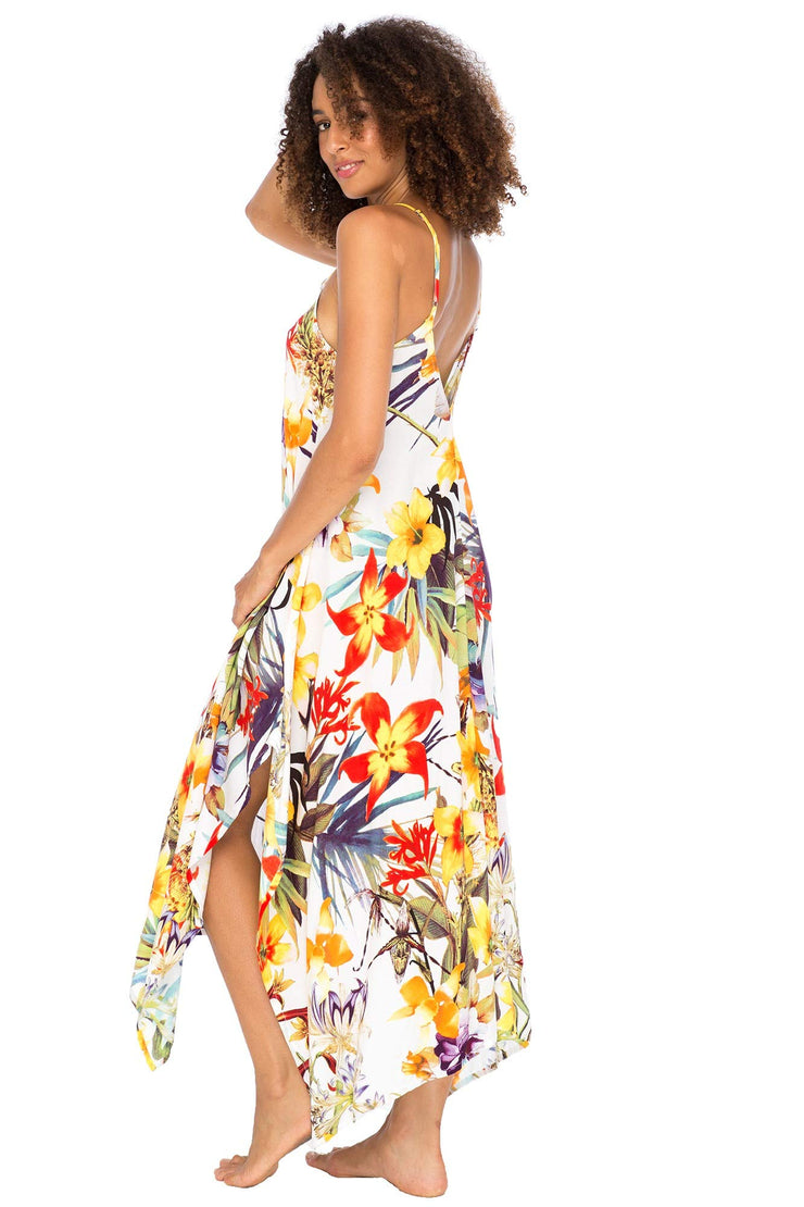 Womens Sleeveless Floral Summer Maxi Dress, Spaghetti Straps Long Casual Boho Sexy Beach Cover Up