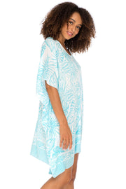 Womens Boho Swimsuit Cover Up Beach Dress Tunic Top Bohemian Leaf Print Short Kaftan
