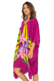 Womens Swimwear Cover Up, Frangipani Floral Beach Dress, Tunic Sundress Poncho