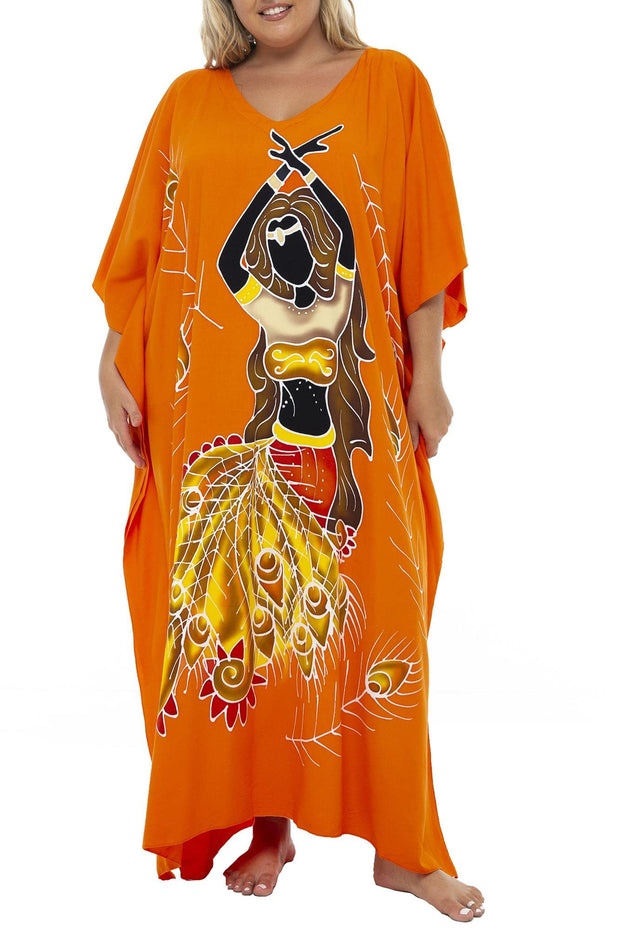 Back From Bali Womens Plus Size Long Maxi Caftan Flowy Boho Loose Tunic Poncho Dress Rayon