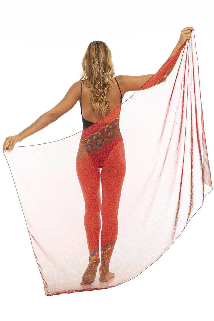 Womens Chiffon Sarong Wrap Skirt Swimsuit Cover Up Sheer Boho Print Beach Bikini Pareo