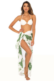 Back From Bali Womens Sarong Swimsuit Cover Up Floral Hibiscus Sequins Beach Wear Bikini Wrap Skirt with Coconut Clip
